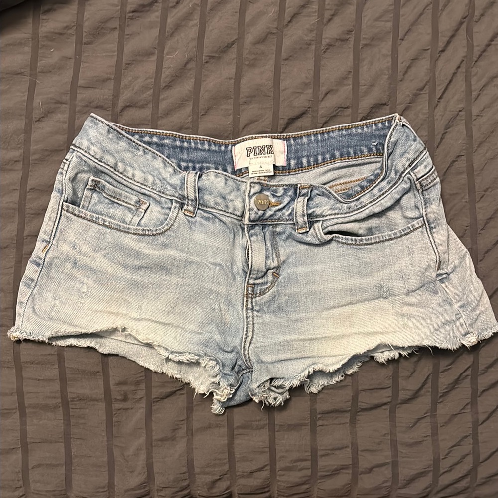 PINK Victoria's Secret Blue Jean Shorts Distressed Cut-Off Style